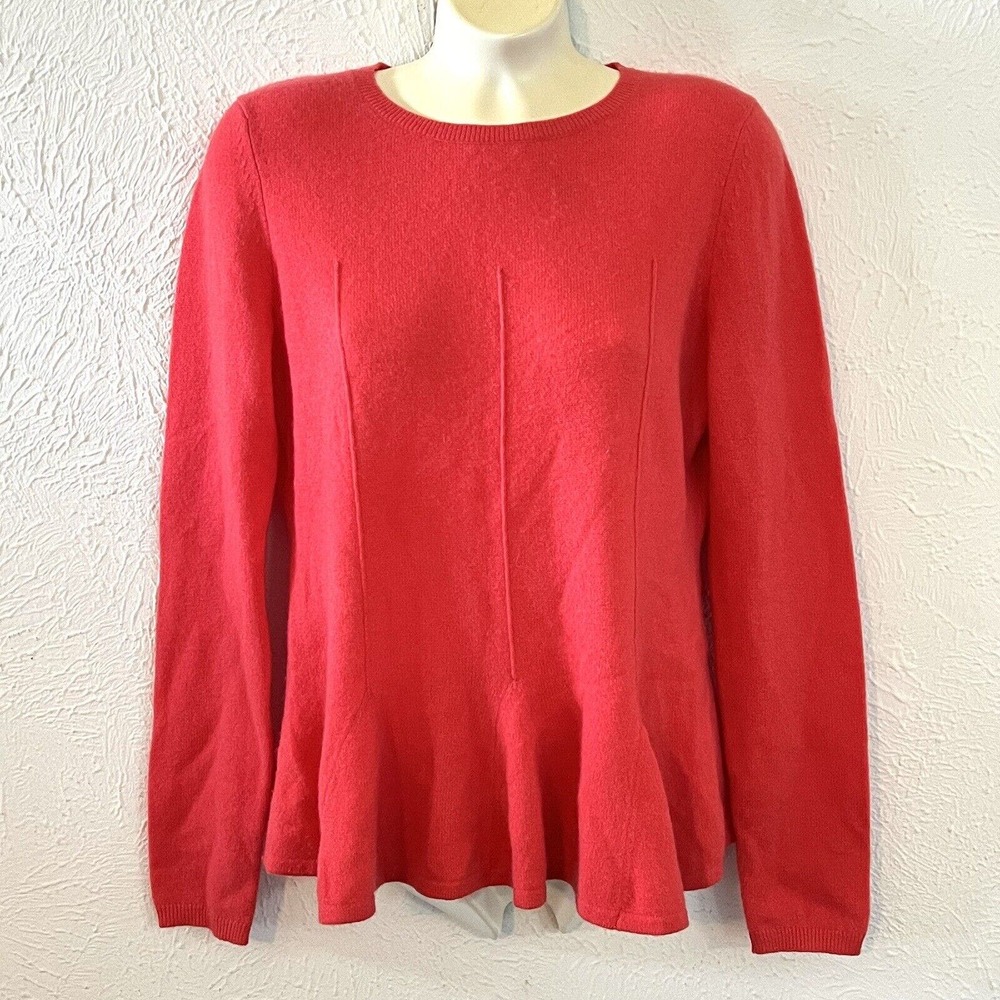 Antonio Melani Coral Grapefruit Orange Carolina Cashmere Peplum Sweater Top S